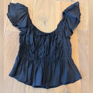Cotton Candy LA Black Ruffle Peplum Babydoll Top Size Small